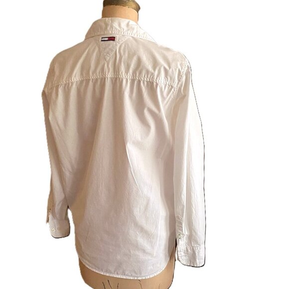 Vintage 90s 00s Y2K 100% cotton Tommy Jeans white button down casual shirt top - Picture 10 of 15